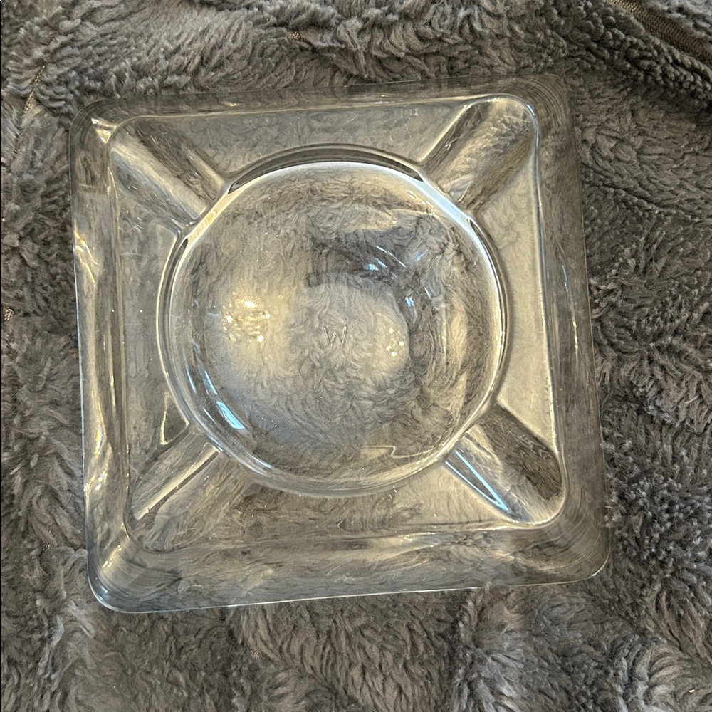 Vintage Signed Waterford Crystal Square Ashtray Crystal with Gothic Mark